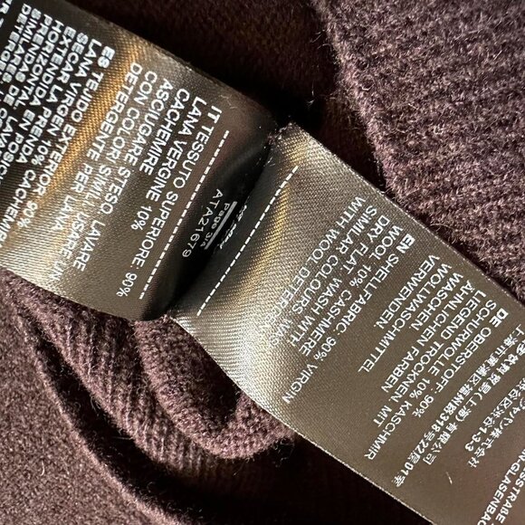 NWT Alpha Tauri 3D Knit Cashmere Wool Blend Turtleneck Sweater Women Large Brown - Picture 7 of 8